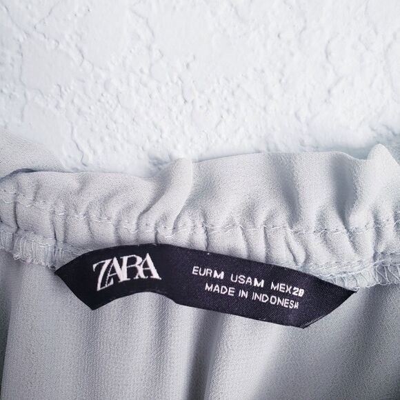 Zara Muted Seafoam‎ Pleated Off The Shoulder Midi Dress - Picture 6 of 10